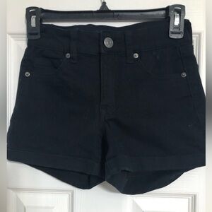 Aeropostale high rise midi rolled cuff womens size 00 black shorts‎ Jean shorts